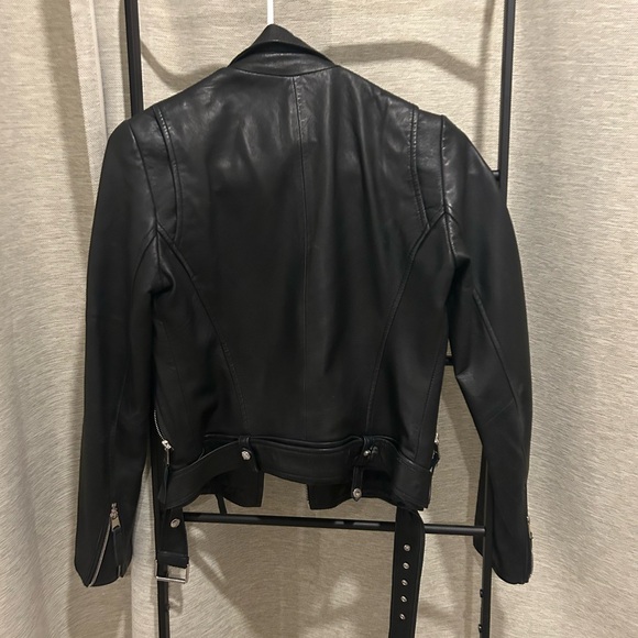 Zara Black Leather Motorcycle Jacket - Picture 2 of 2